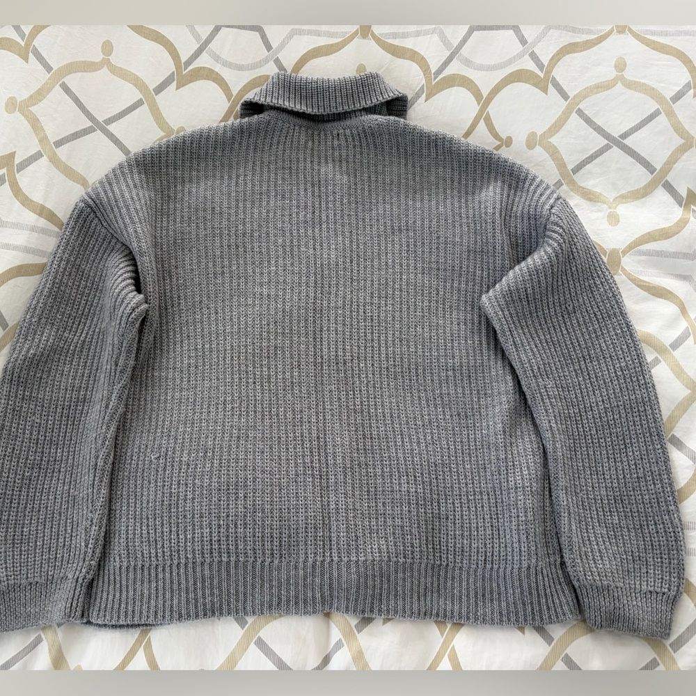 Quince Australian Merino Wool Collared Cable Cardigan - Picture 7 of 8